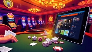 Rasakan sensasi situs deposit 5k dengan meja kasino yang seru, mesin slot, dan chip poker.