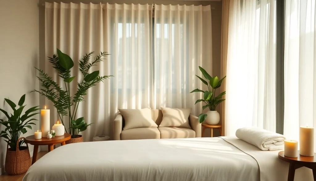 Tranquil home setting for 출장마사지 featuring a massage table and soothing ambiance.