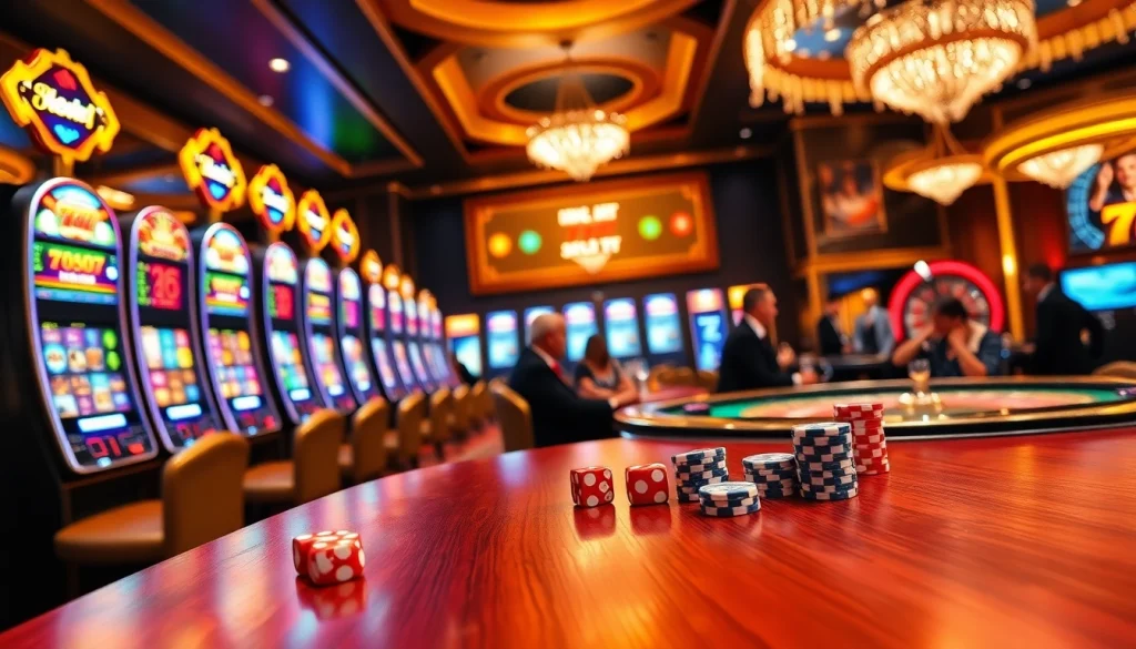 Action-packed gaming scene at idn slot 777 casino with vibrant machines and eager players.