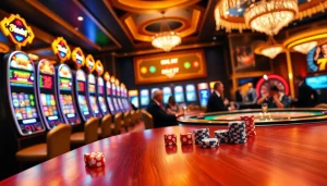 Action-packed gaming scene at idn slot 777 casino with vibrant machines and eager players.