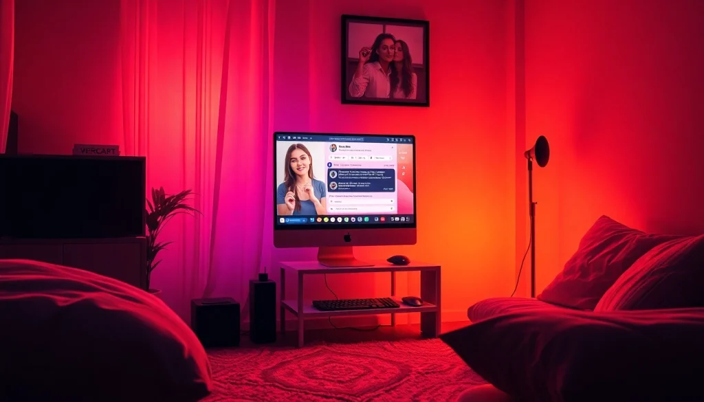 Engaging NSFW AI chat interface in an intimate room setting, creating a cozy atmosphere.