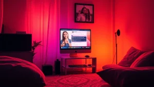 Engaging NSFW AI chat interface in an intimate room setting, creating a cozy atmosphere.