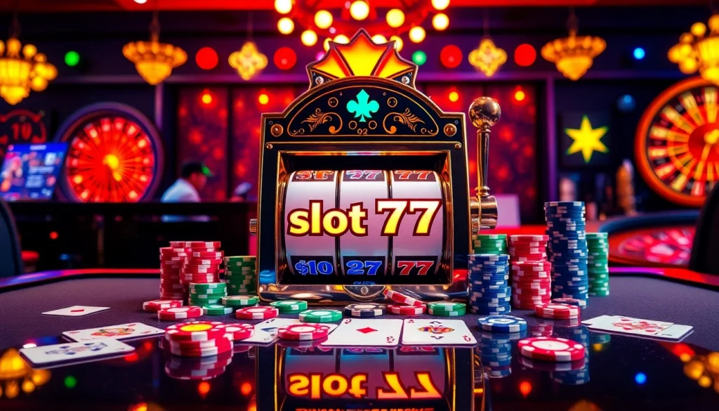 Experience thrilling gameplay with slot777 showcasing vibrant slots and casino elements.
